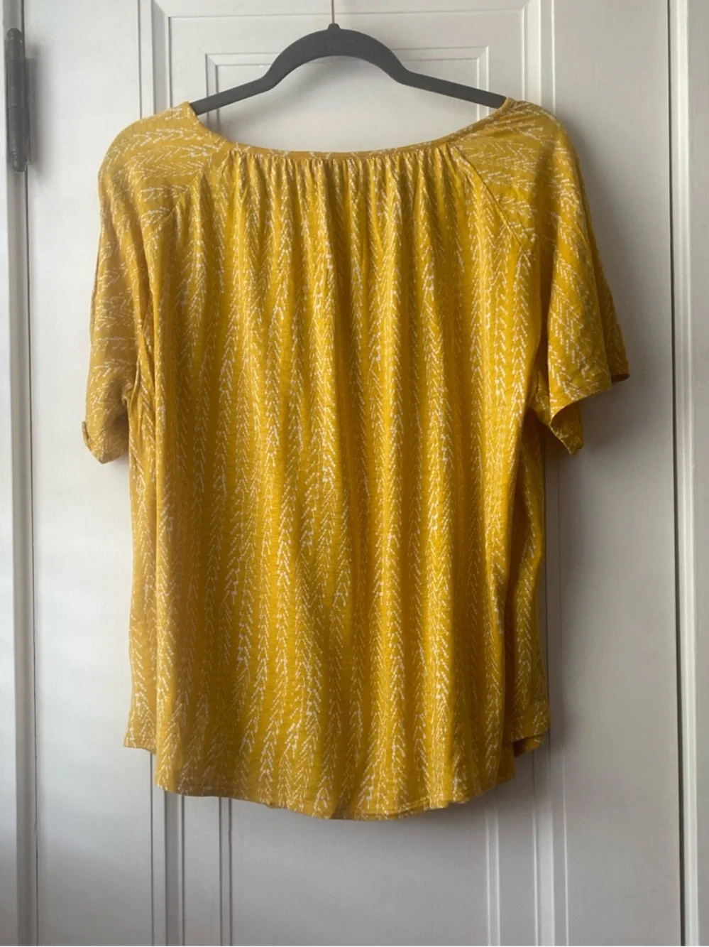 Lucky Brand mustard yellow white print swing top tee XL - Picture 5 of 5